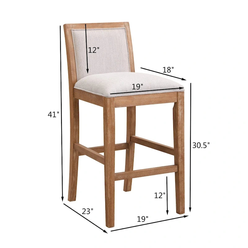 Tabourets de bar modernes rembourrés de 77,5 cm avec assise et dossier rembourrés