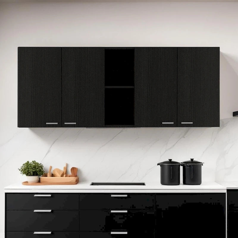 HomeRoots 59 armoire murale d'appoint en bois noir avec cinq étagères