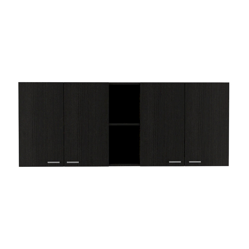 HomeRoots 59 armoire murale d'appoint en bois noir avec cinq étagères