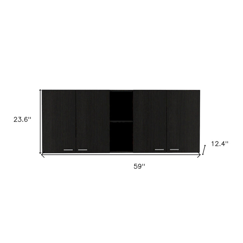 HomeRoots 59 armoire murale d'appoint en bois noir avec cinq étagères
