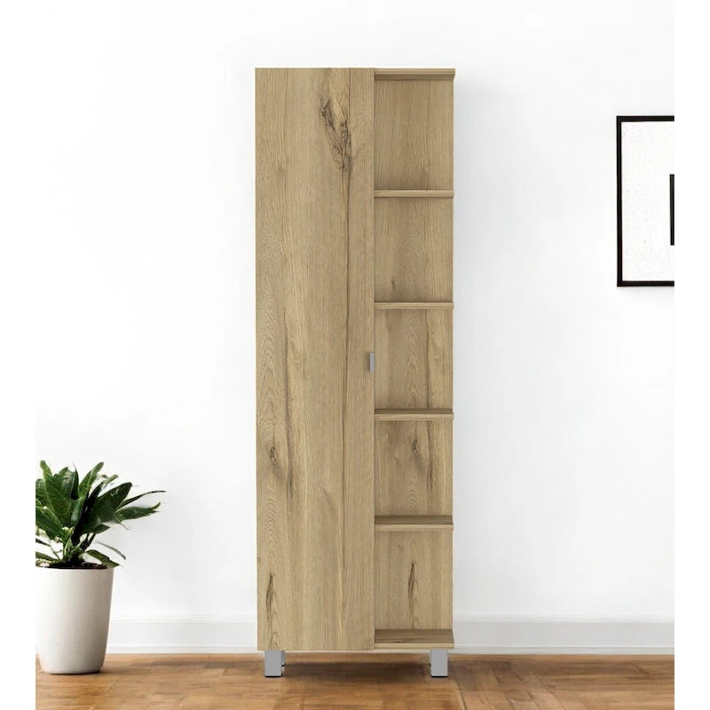 HomeRoots 62 Armoire ou placard de rangement en bois de chêne - 20.1' X '62.2' X '8.5