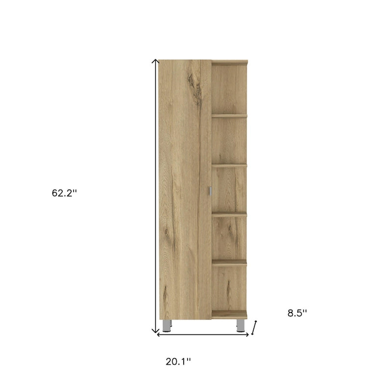 HomeRoots 62 Armoire ou placard de rangement en bois de chêne - 20.1' X '62.2' X '8.5