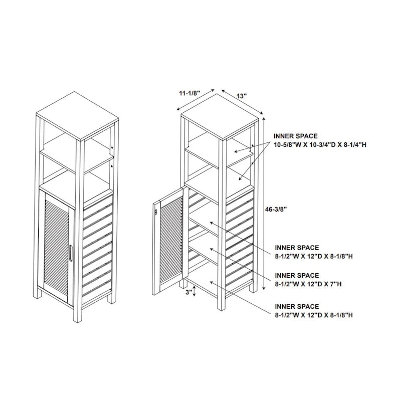 Meuble de rangement en bambou à porte unique - 46,5