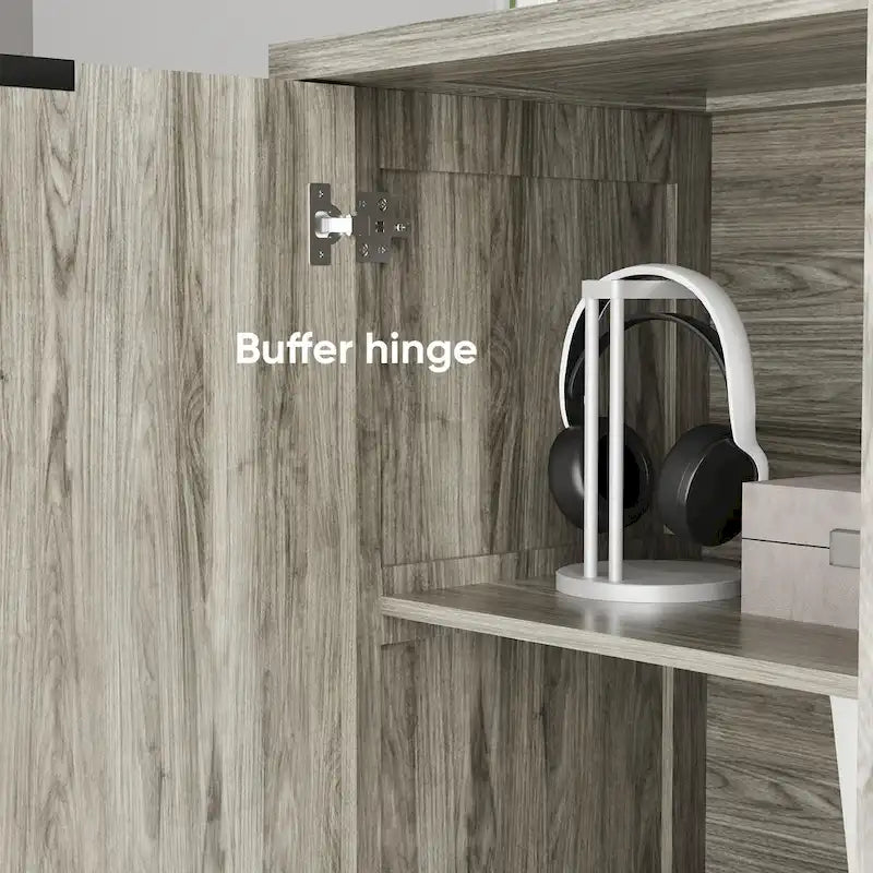Buffet moderne, buffet avec rangement, armoire de rangement avec 4 portes à motifs losanges en relief