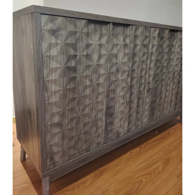 Buffet moderne, buffet avec rangement, armoire de rangement avec 4 portes à motifs losanges en relief