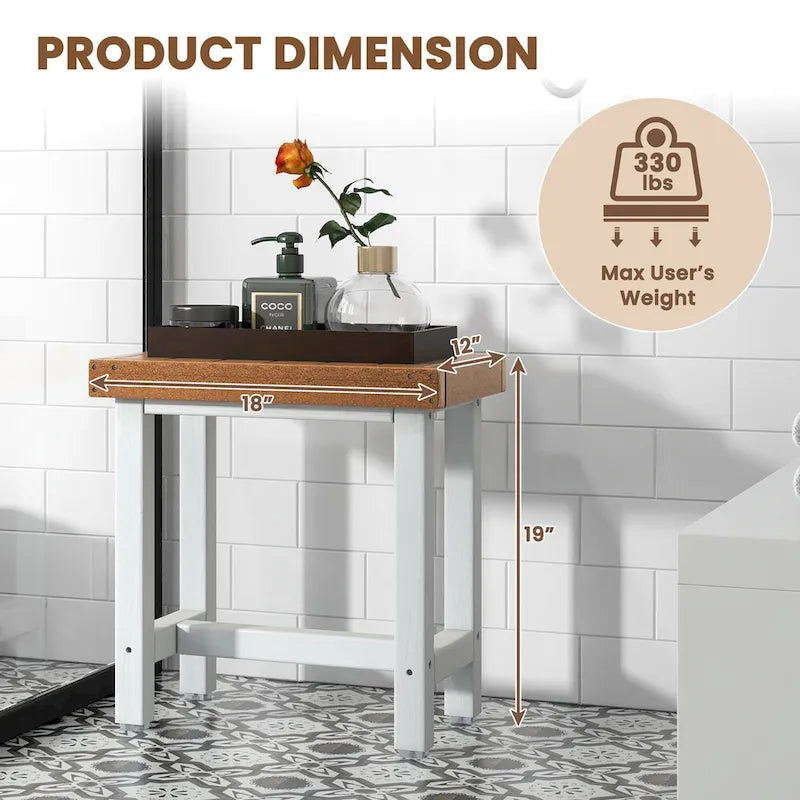 Costway 18 x 12 Banc de douche robuste en PEHD étanche pour spa et bain - Voir les détails