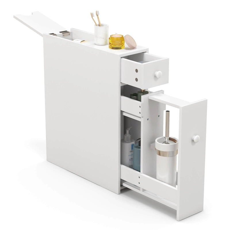 Costway Armoire de Rangement Étroite pour Salle de Bain WC avec