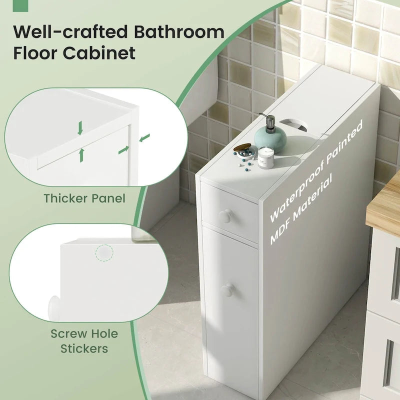 Costway Armoire de Rangement Étroite pour Salle de Bain WC avec