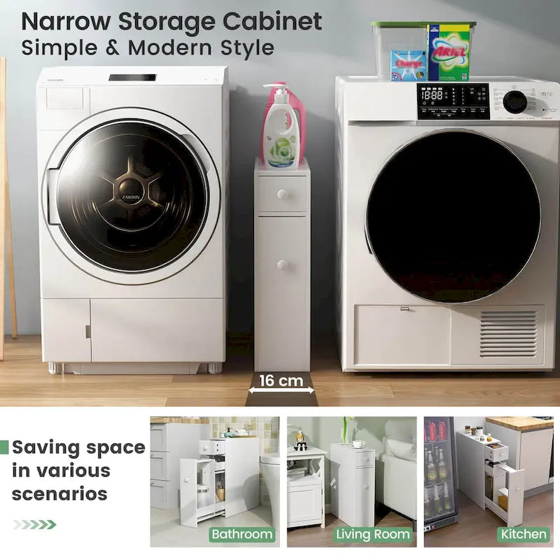 Costway Armoire de Rangement Étroite pour Salle de Bain WC avec