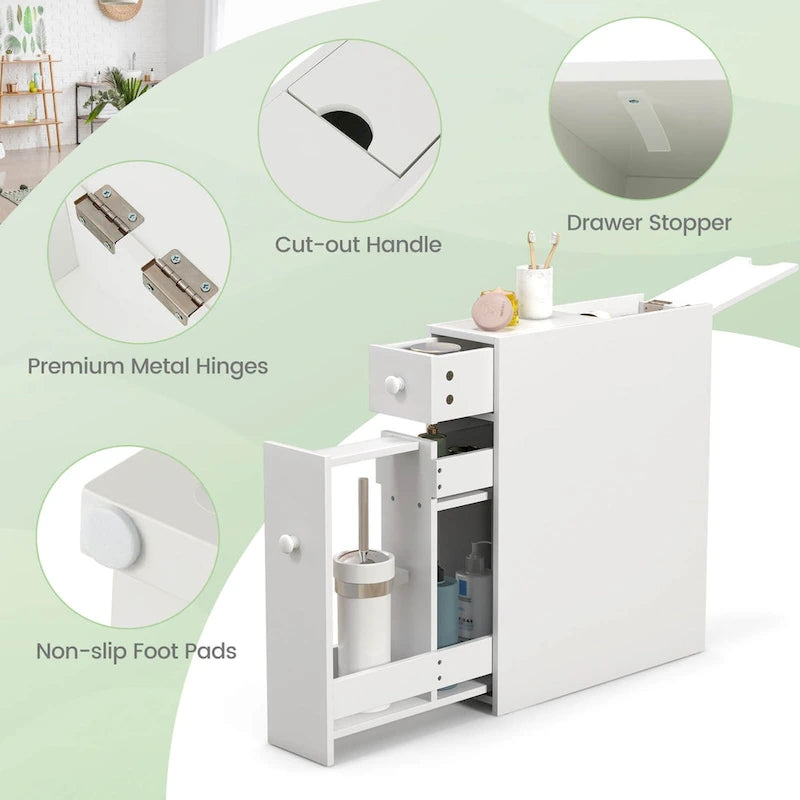 Costway Armoire de Rangement Étroite pour Salle de Bain WC avec