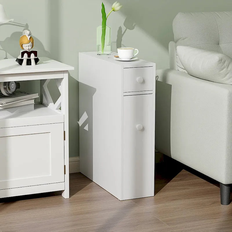 Costway Armoire de Rangement Étroite pour Salle de Bain WC avec
