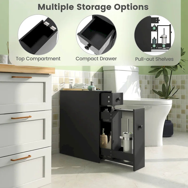 Costway Armoire de Rangement Étroite pour Salle de Bain WC avec
