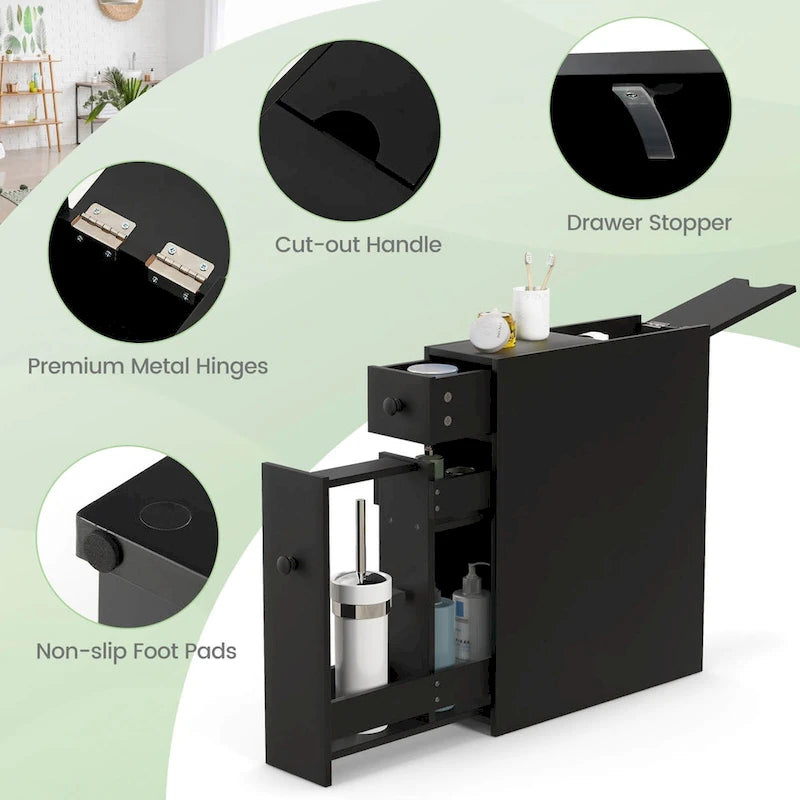 Costway Armoire de Rangement Étroite pour Salle de Bain WC avec