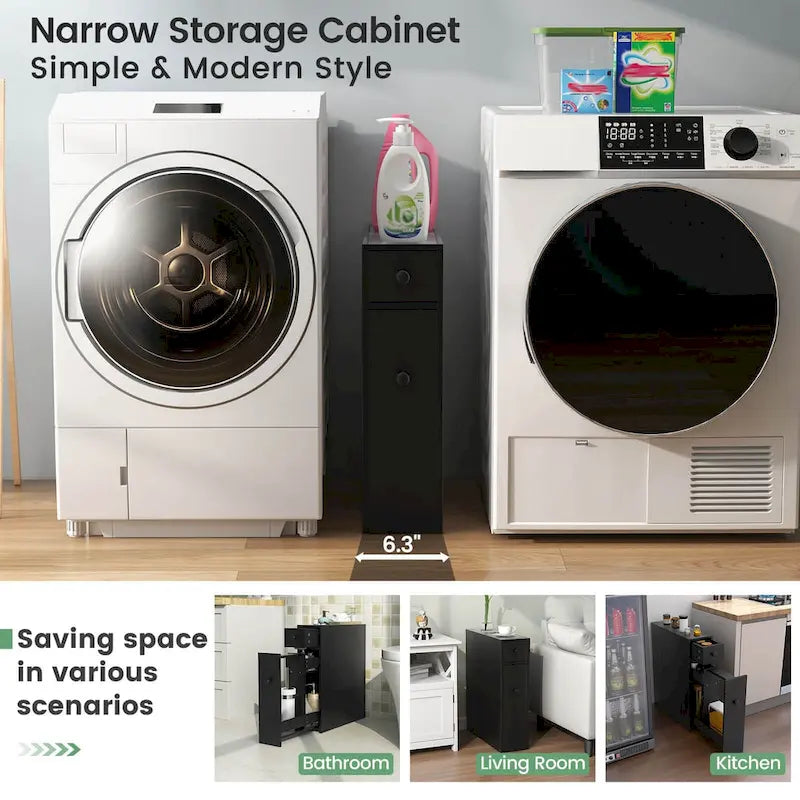 Costway Armoire de Rangement Étroite pour Salle de Bain WC avec
