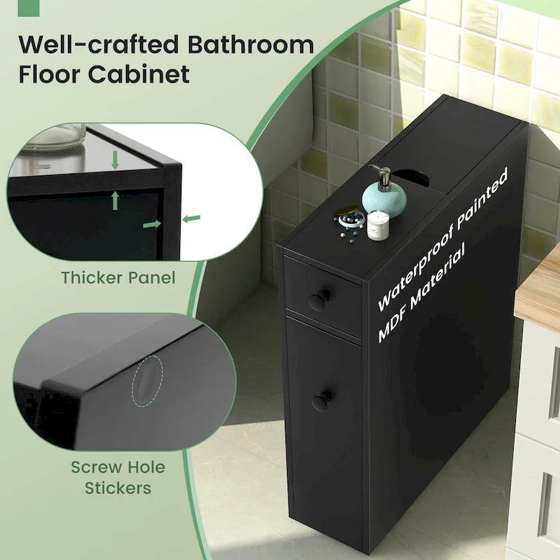 Costway Armoire de Rangement Étroite pour Salle de Bain WC avec