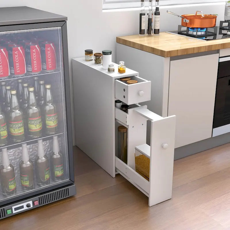 Costway Armoire de Rangement Étroite pour Salle de Bain WC avec