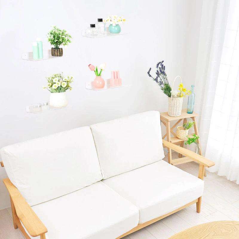 Étagères flottantes murales en acrylique, étagères murales transparentes en acrylique pour salle de bain, salon, chambre à coucher, cuisine