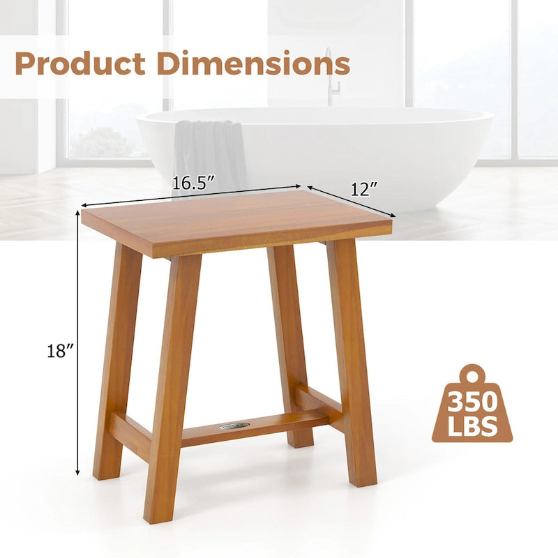 Gymax Banc de douche en teck, tabouret de douche de salle de bain pour rasage des jambes et spa