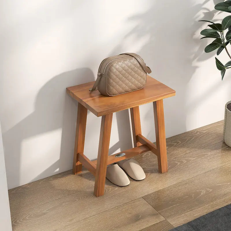Gymax Banc de douche en teck, tabouret de douche de salle de bain pour rasage des jambes et spa