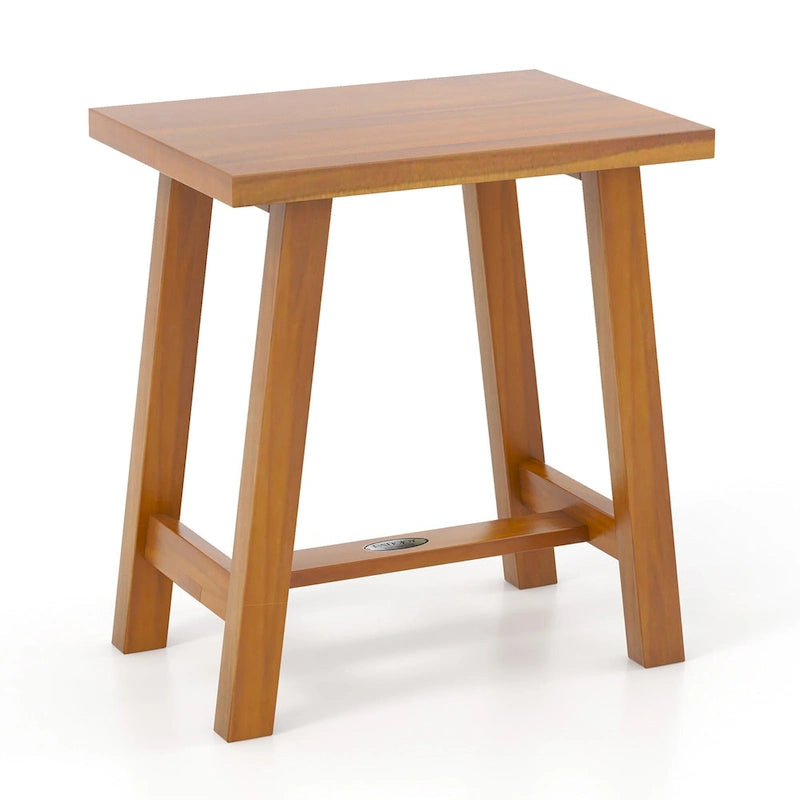 Gymax Banc de douche en teck, tabouret de douche de salle de bain pour rasage des jambes et spa