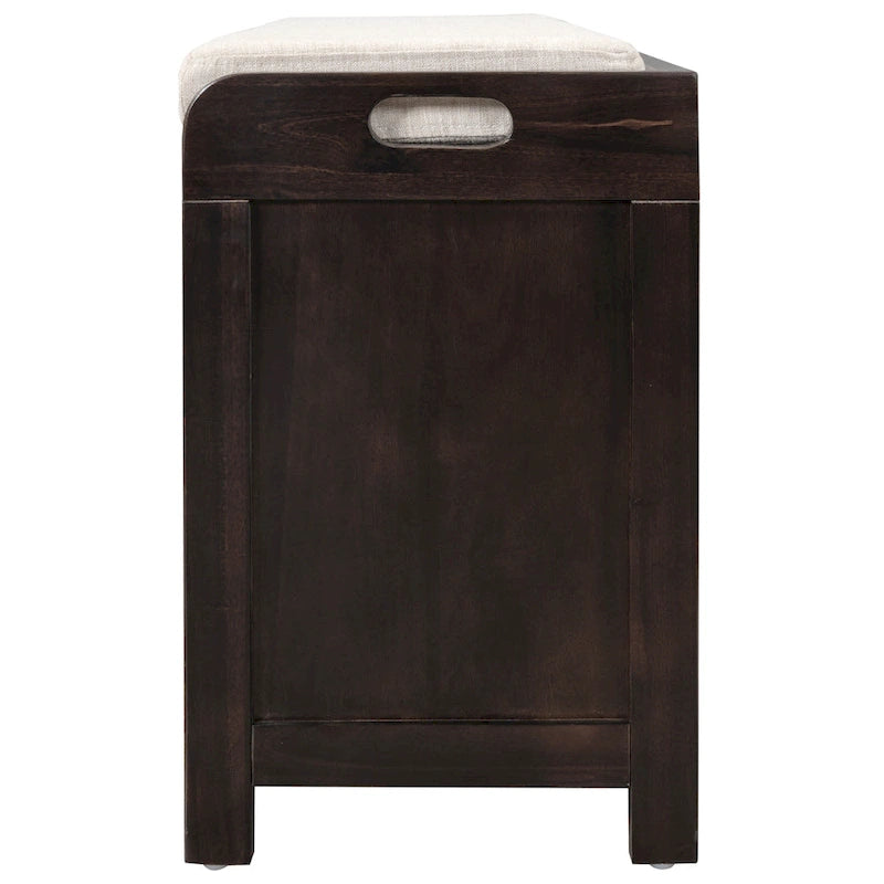 Banc de rangement en bois avec 1 panier amovible et 2 tiroirs, tabouret à chaussures entièrement assemblé 32 banc d'entrée avec coussin amovible