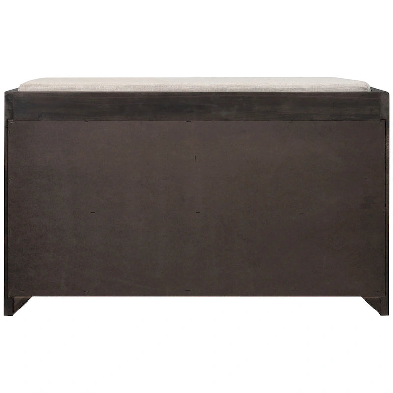 Banc de rangement en bois avec 1 panier amovible et 2 tiroirs, tabouret à chaussures entièrement assemblé 32 banc d'entrée avec coussin amovible