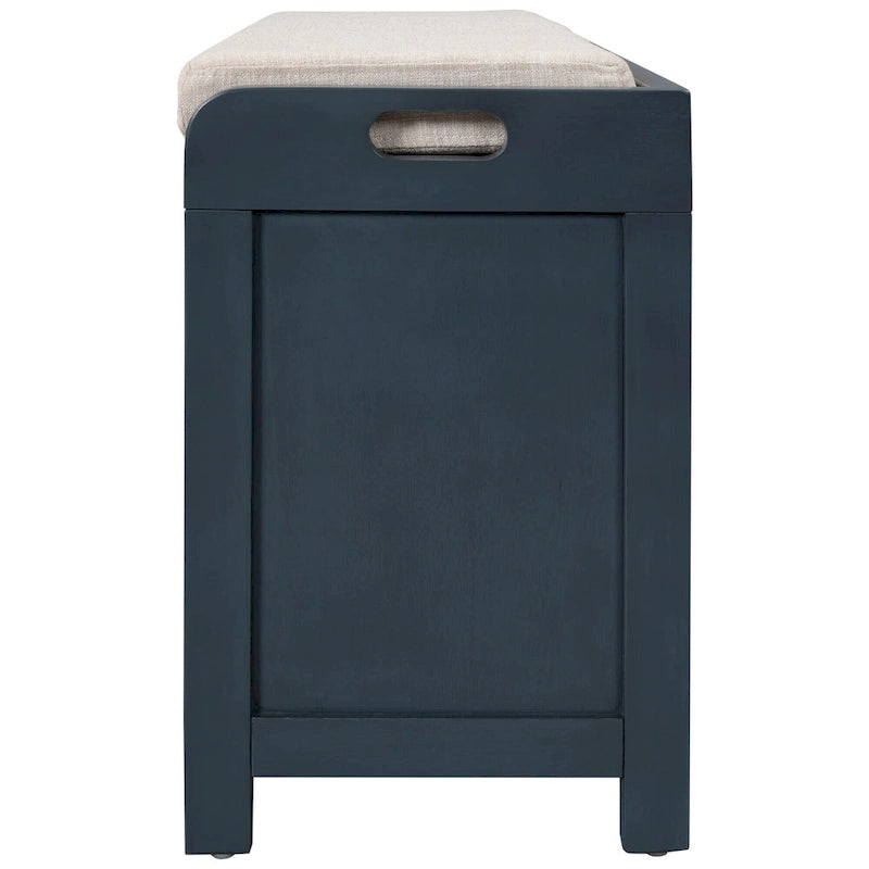 Banc de rangement en bois avec 1 panier amovible et 2 tiroirs, tabouret à chaussures entièrement assemblé 32 banc d'entrée avec coussin amovible