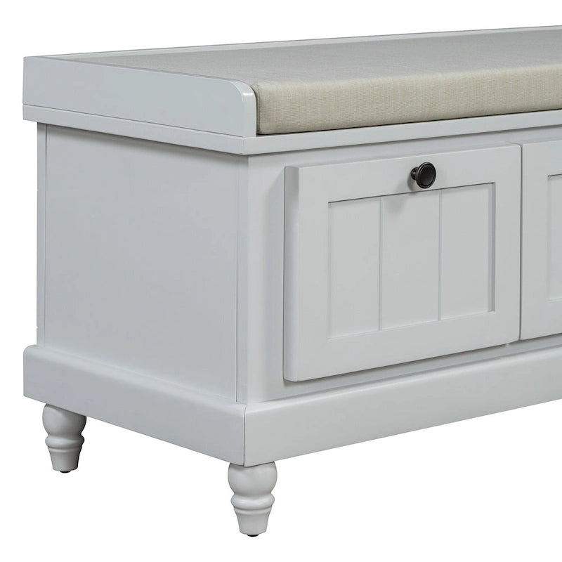 Banc à chaussures avec coussin rabattable et espace de rangement caché, banc de rangement à chaussures pour entrée avec 3 tiroirs, banc de bout de lit pour chambre