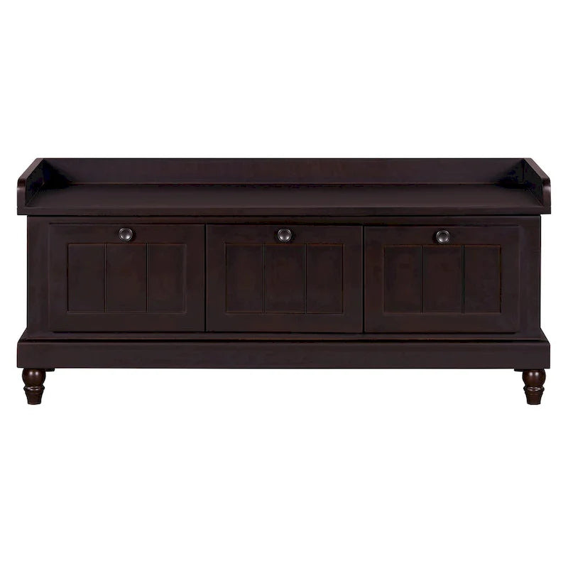 Banc à chaussures avec coussin rabattable et espace de rangement caché, banc de rangement à chaussures pour entrée avec 3 tiroirs, banc de bout de lit pour chambre