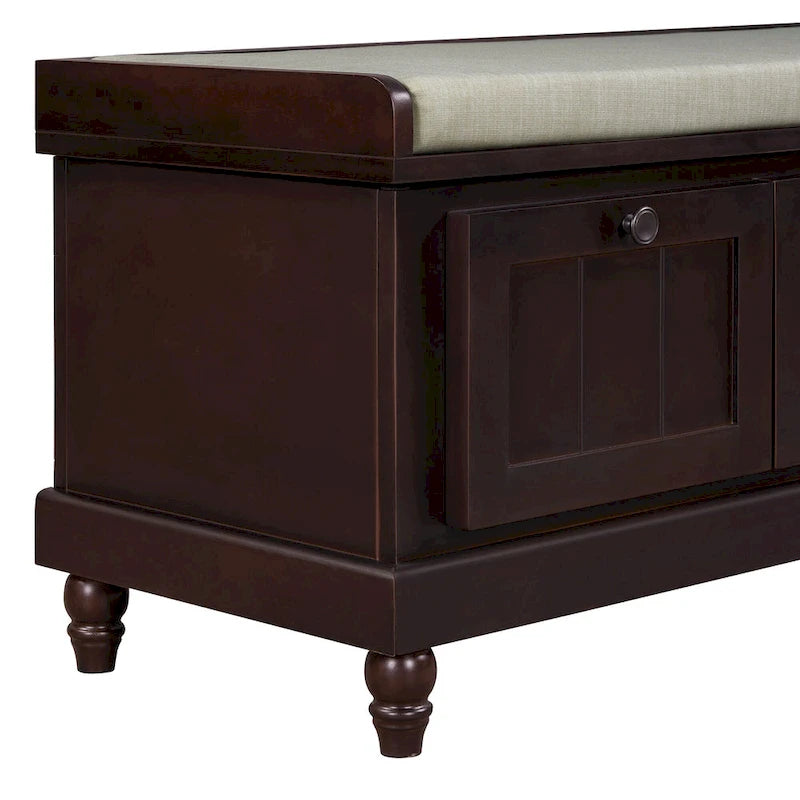 Banc à chaussures avec coussin rabattable et espace de rangement caché, banc de rangement à chaussures pour entrée avec 3 tiroirs, banc de bout de lit pour chambre