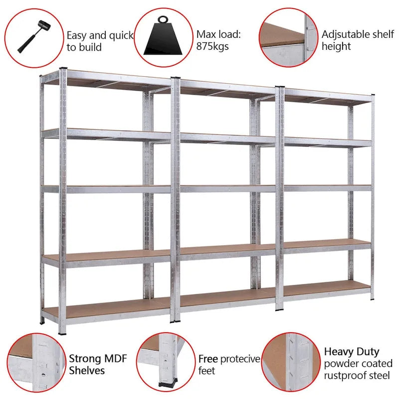 Étagère de rangement robuste Costway 71 en acier pour garage, 5 niveaux - 35,5x 15,76x 71 (L x l x H)