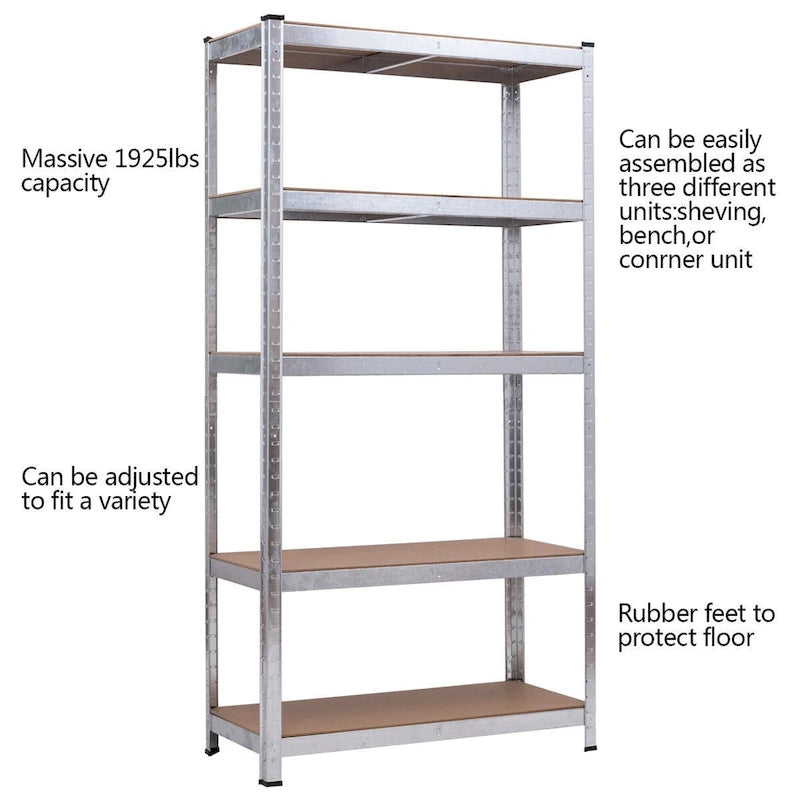 Étagère de rangement robuste Costway 71 en acier pour garage, 5 niveaux - 35,5x 15,76x 71 (L x l x H)