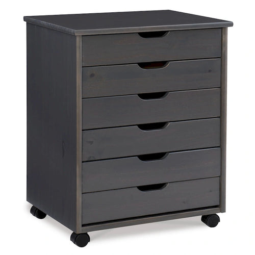 25.25 Gray Wide Rolling Storage Cabinet with 6 Drawer