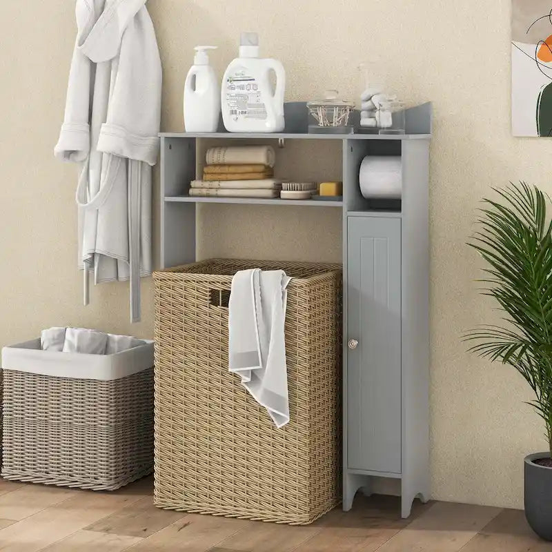 Meuble de Rangement pour WC Costway avec Porte-Rouleau de Papier Toilette