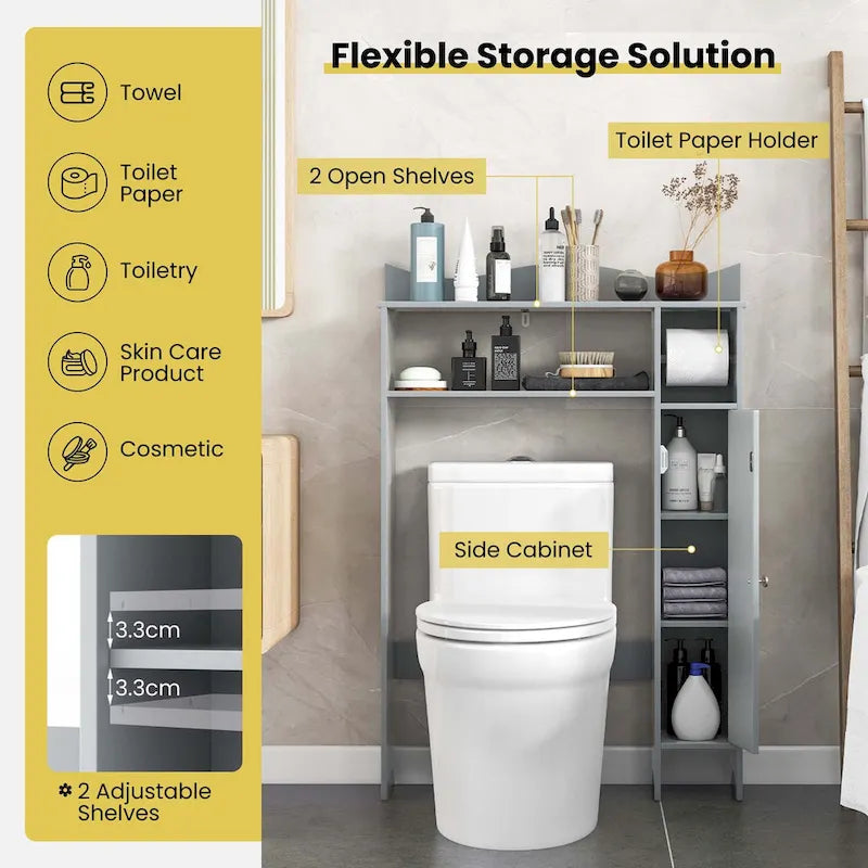 Meuble de Rangement pour WC Costway avec Porte-Rouleau de Papier Toilette