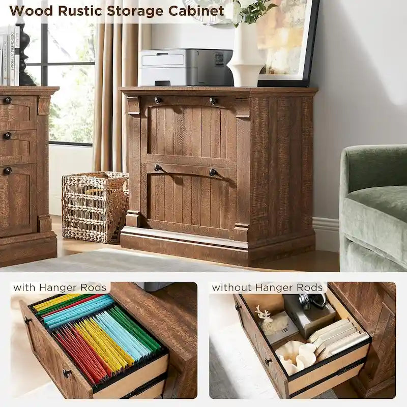 Meuble de classement rustique, Meuble de rangement latéral en bois, Armoire de rangement