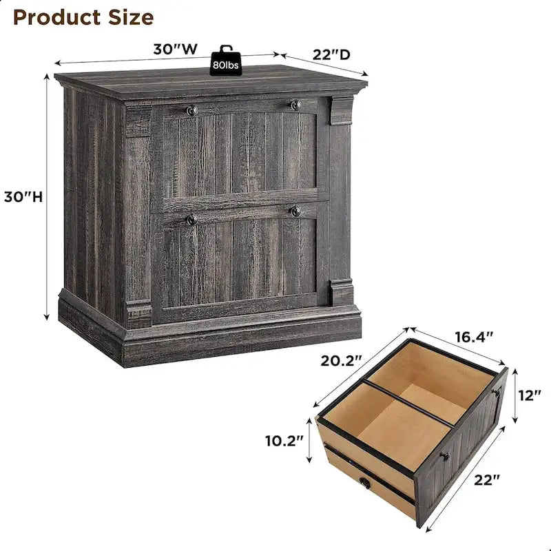 Meuble de classement rustique, Meuble de rangement latéral en bois, Armoire de rangement