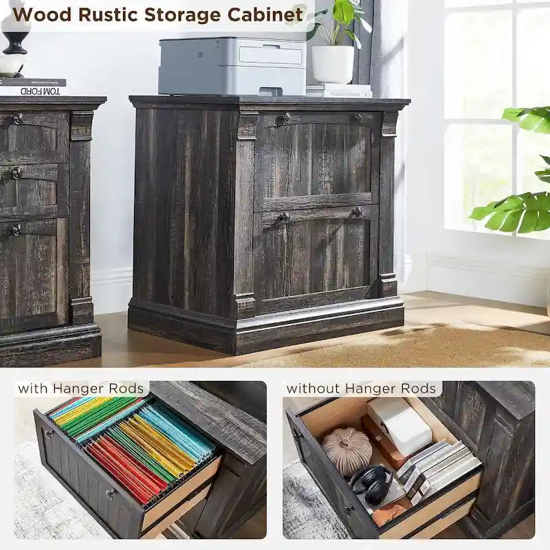 Meuble de classement rustique, Meuble de rangement latéral en bois, Armoire de rangement