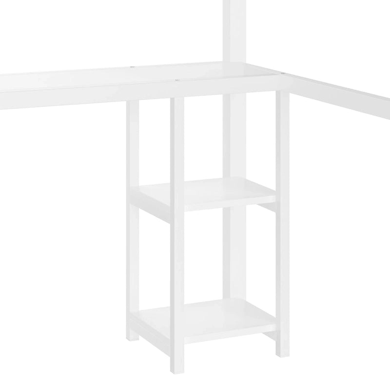 Lit mezzanine Queen avec armoire et bureau intégrés, cadre en métal avec étagères