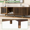 Meuble TV moderne avec niche pour chat, meuble TV avec porte coulissante en verre, console multimédia rabattable