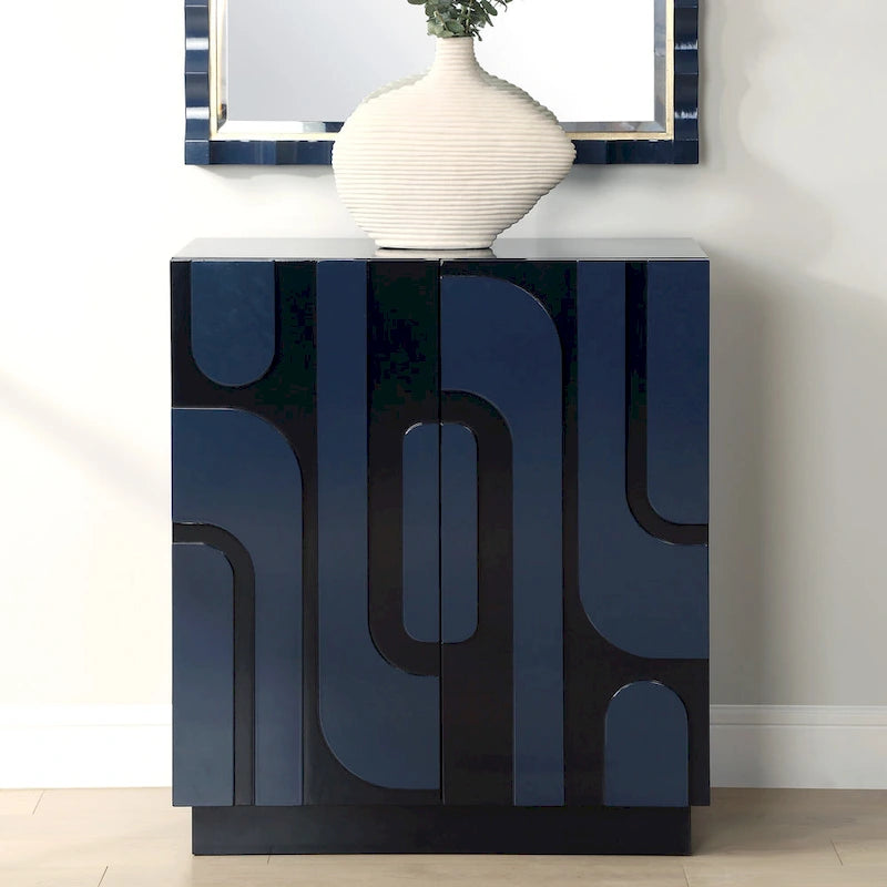 Armoire de rangement 2 portes - 34 - Finition bleu brillant