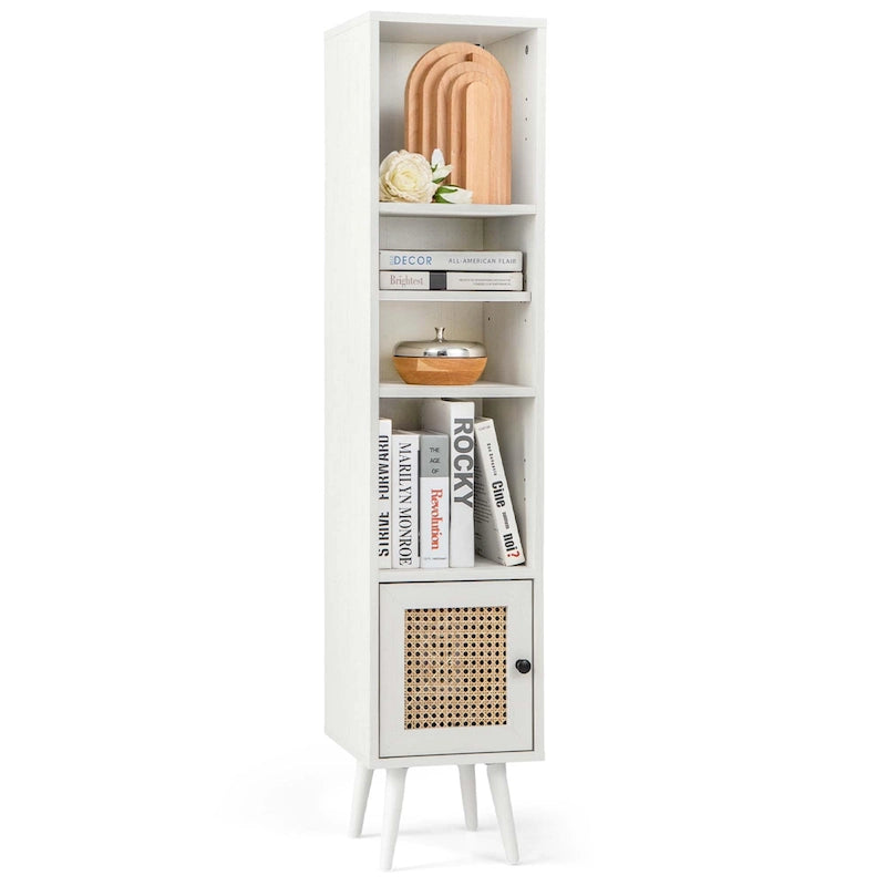 Costway Armoire de Rangement en Rotin, Organisateur Fin Indépendant en Bois - Voir Détails
