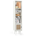 Costway Armoire de Rangement en Rotin, Organisateur Fin Indépendant en Bois - Voir Détails