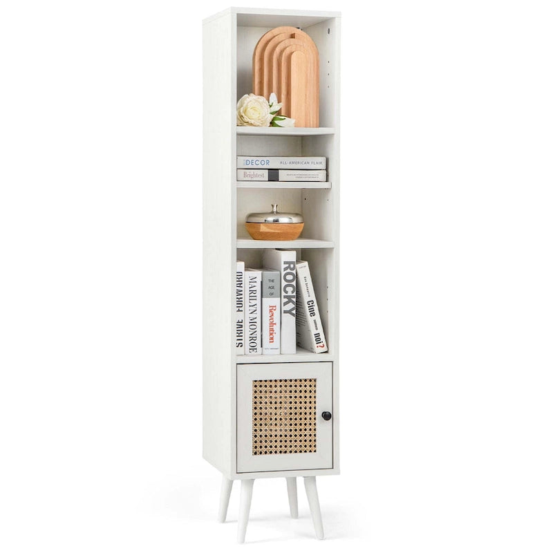Costway Armoire de Rangement en Rotin, Organisateur Fin Indépendant en Bois - Voir Détails