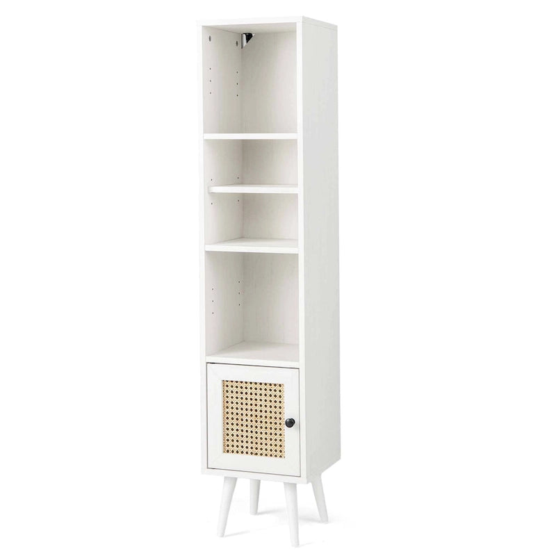 Costway Armoire de Rangement en Rotin, Organisateur Fin Indépendant en Bois - Voir Détails