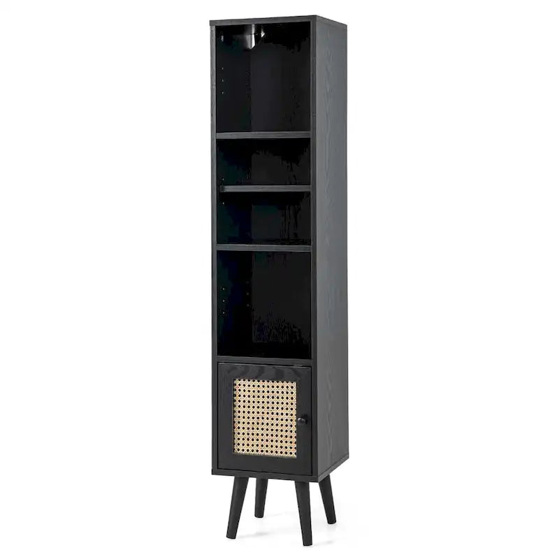 Costway Armoire de Rangement en Rotin, Organisateur Fin Indépendant en Bois - Voir Détails