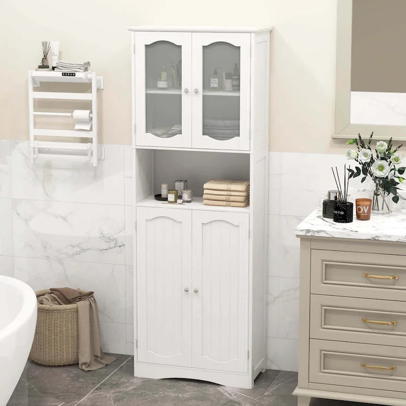 Meuble de salle de bain Costway 64,5" de haut avec portes en verre trempé - Voir détails