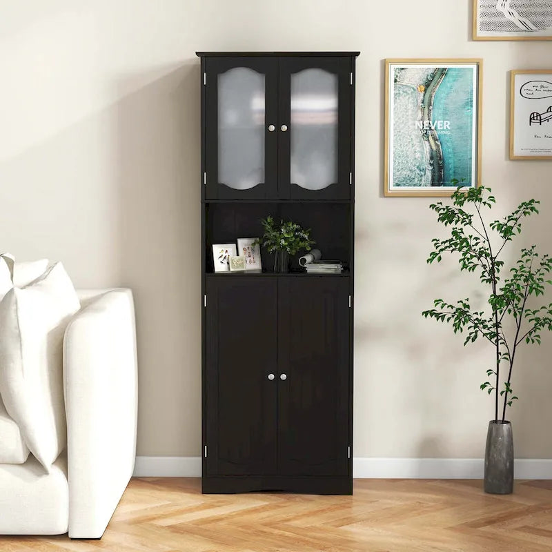 Meuble de salle de bain Costway 64,5" de haut avec portes en verre trempé - Voir détails