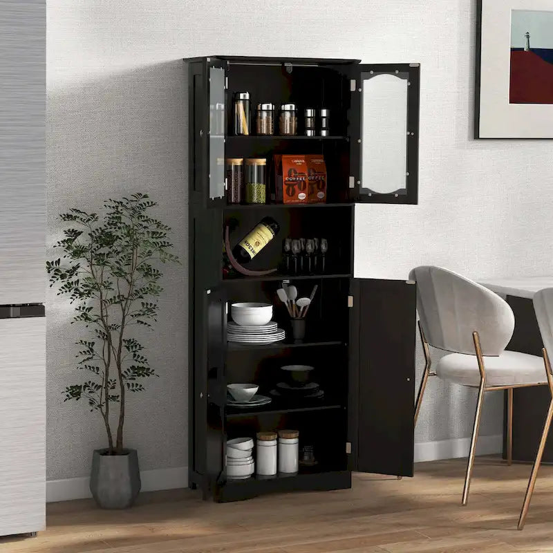 Meuble de salle de bain Costway 64,5" de haut avec portes en verre trempé - Voir détails