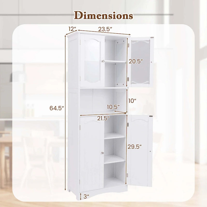 Meuble de salle de bain Costway 64,5" de haut avec portes en verre trempé - Voir détails
